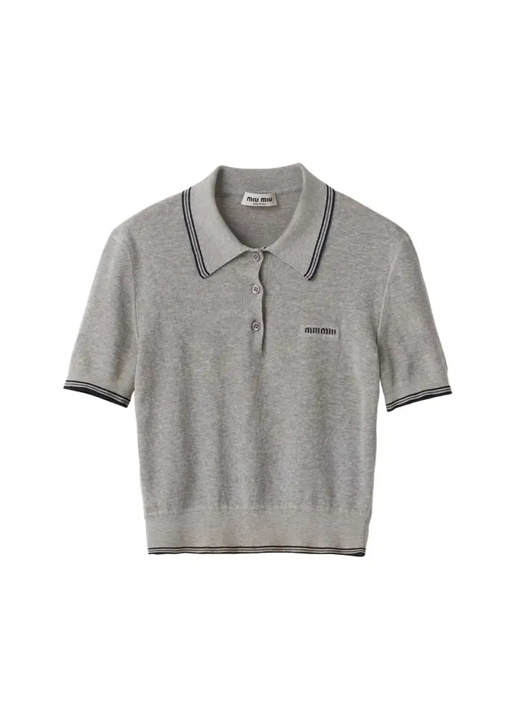 Miu Miu Cropped Polo Top | Image 1 Miu Miu Cropped Polo Top | Image 1