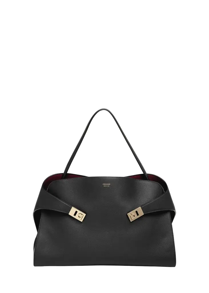 Ferragamo Large Hug Soft Bicolor Shoulder Bag | Image 1 Ferragamo Large Hug Soft Bicolor Shoulder Bag | Image 1