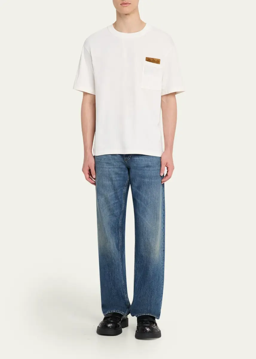 Bottega Veneta Men's Pima Cotton Jersey Intrecciato-Pocket T-Shirt | Thumbnail 2 Bottega Veneta Men's Pima Cotton Jersey Intrecciato-Pocket T-Shirt | Thumbnail 2