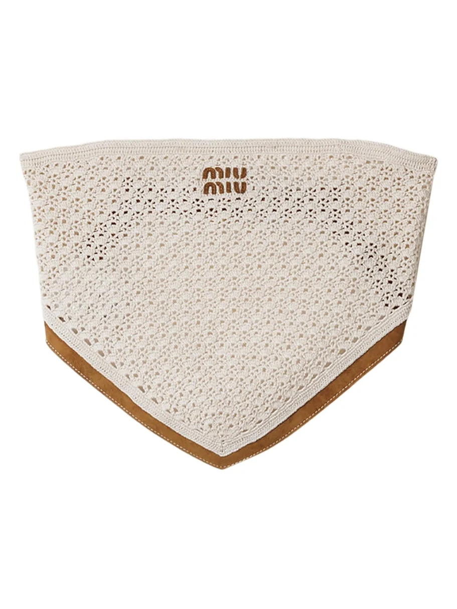 Miu Miu Strapless Crochet Knit Bandana Top