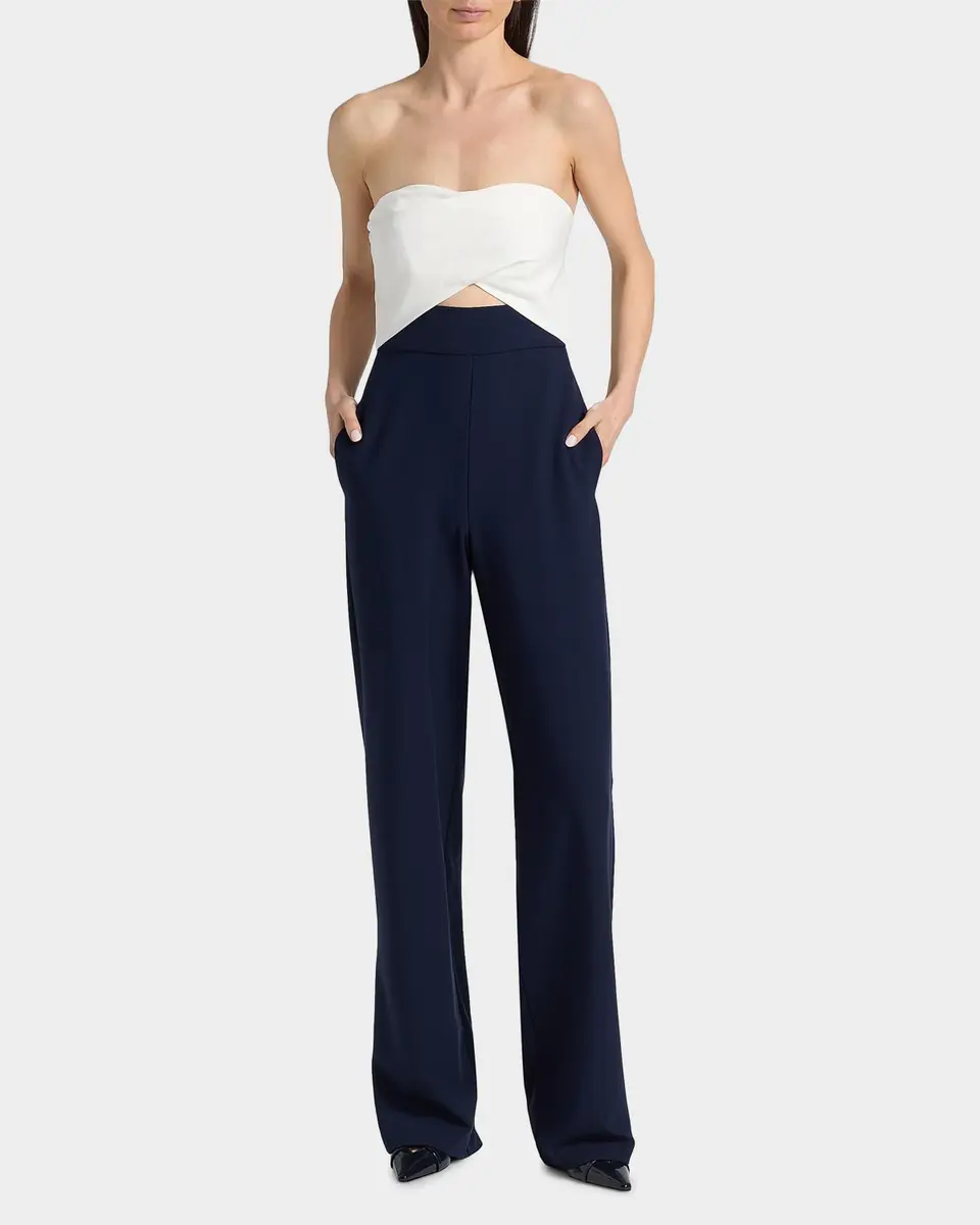 BLACK HALO Jada Two-Tone Strapless Cutout Jumpsuit | Thumbnail 4 BLACK HALO Jada Two-Tone Strapless Cutout Jumpsuit | Thumbnail 4