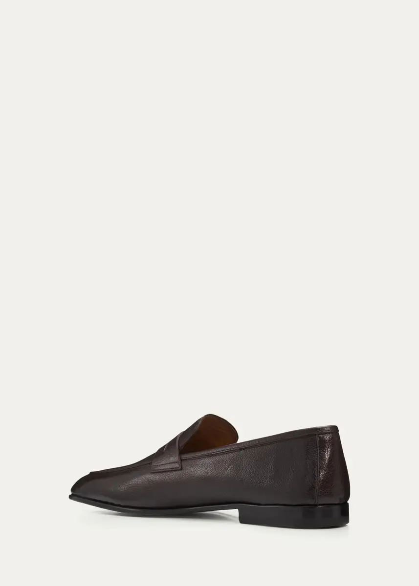 Bergdorf Goodman Men's Buffalo Leather Penny Loafers | Thumbnail 2 Bergdorf Goodman Men's Buffalo Leather Penny Loafers | Thumbnail 2