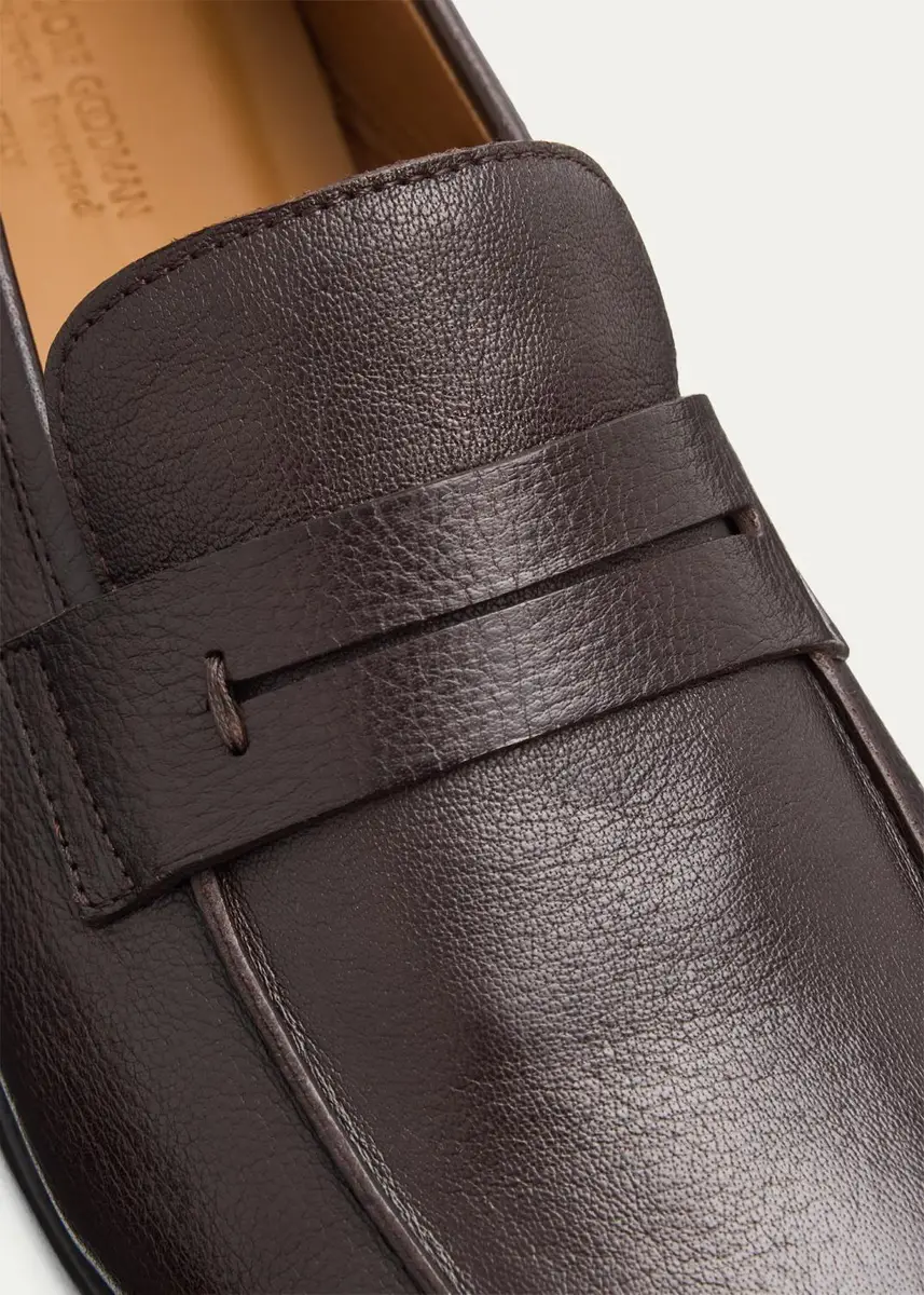 Bergdorf Goodman Men's Buffalo Leather Penny Loafers | Thumbnail 3 Bergdorf Goodman Men's Buffalo Leather Penny Loafers | Thumbnail 3