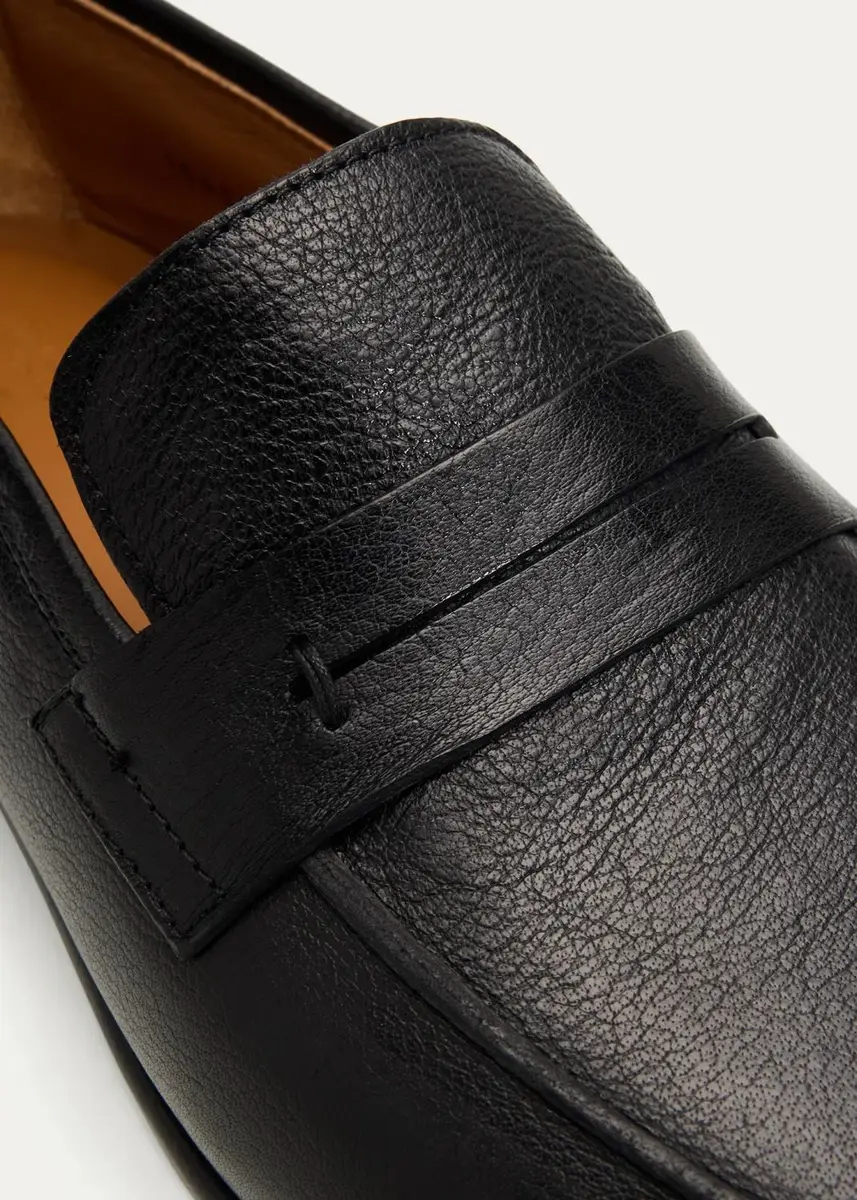 Bergdorf Goodman Men's Buffalo Leather Penny Loafers | Thumbnail 3 Bergdorf Goodman Men's Buffalo Leather Penny Loafers | Thumbnail 3