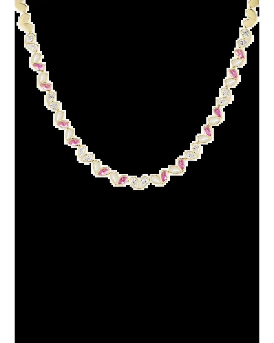 GEMELLA JEWELS 18K Yellow Gold Diamond and Pink Sapphire Necklace | Thumbnail 2 GEMELLA JEWELS 18K Yellow Gold Diamond and Pink Sapphire Necklace | Thumbnail 2