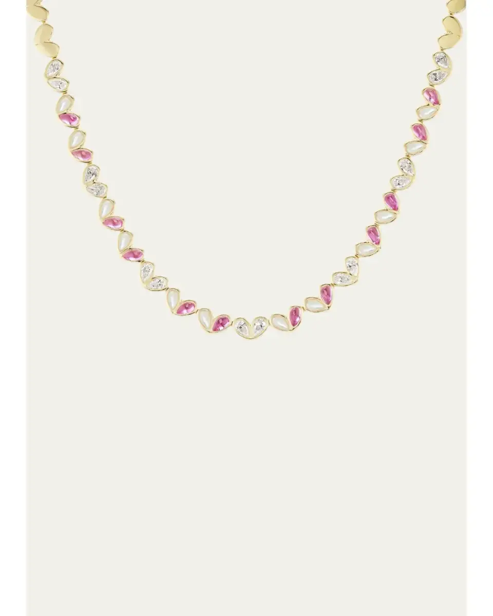 GEMELLA JEWELS 18K Yellow Gold Diamond and Pink Sapphire Necklace | Image 1 GEMELLA JEWELS 18K Yellow Gold Diamond and Pink Sapphire Necklace | Image 1