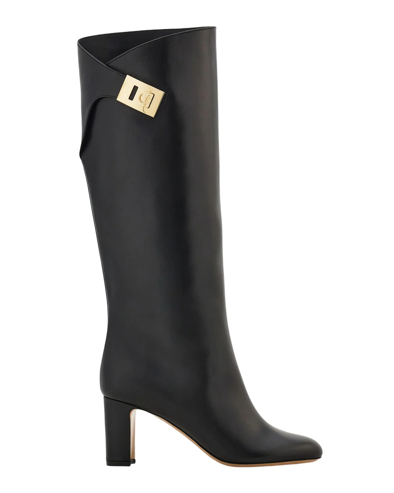 Ferragamo 70mm Elli Leather Knee-High Boots