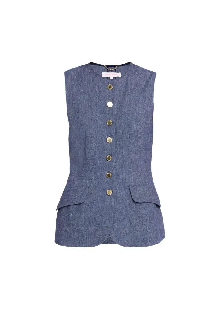 Carolina Herrera Linen-Wool Flannel Single-Breasted Vest | Image 1 Carolina Herrera Linen-Wool Flannel Single-Breasted Vest | Image 1