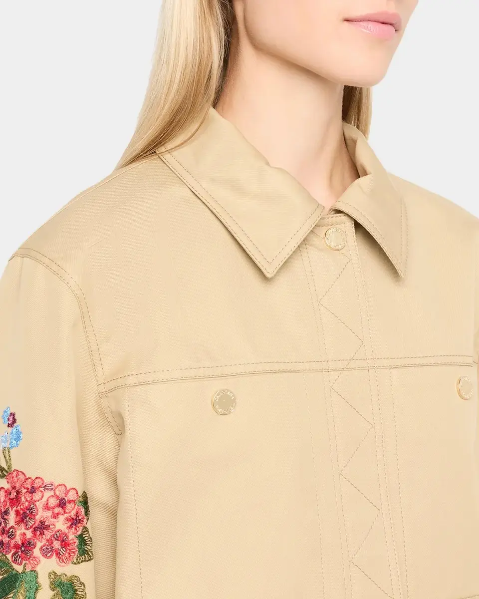 Carolina Herrera Floral Embroidered Cotton Twill Zip Utility Jacket | Thumbnail 5 Carolina Herrera Floral Embroidered Cotton Twill Zip Utility Jacket | Thumbnail 5