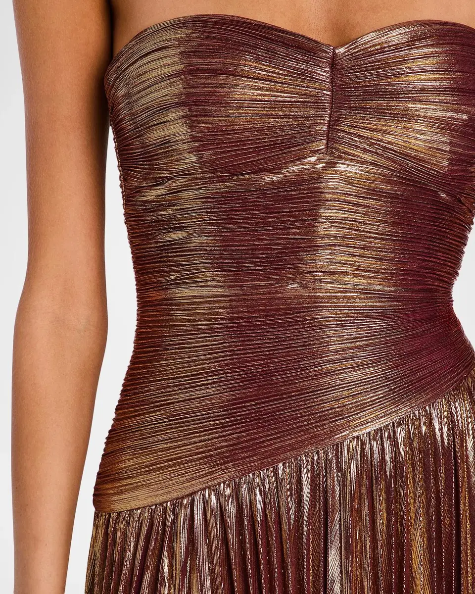 Retrofête Saba Pleated Metallic Strapless Maxi Dress | Thumbnail 5 Retrofête Saba Pleated Metallic Strapless Maxi Dress | Thumbnail 5