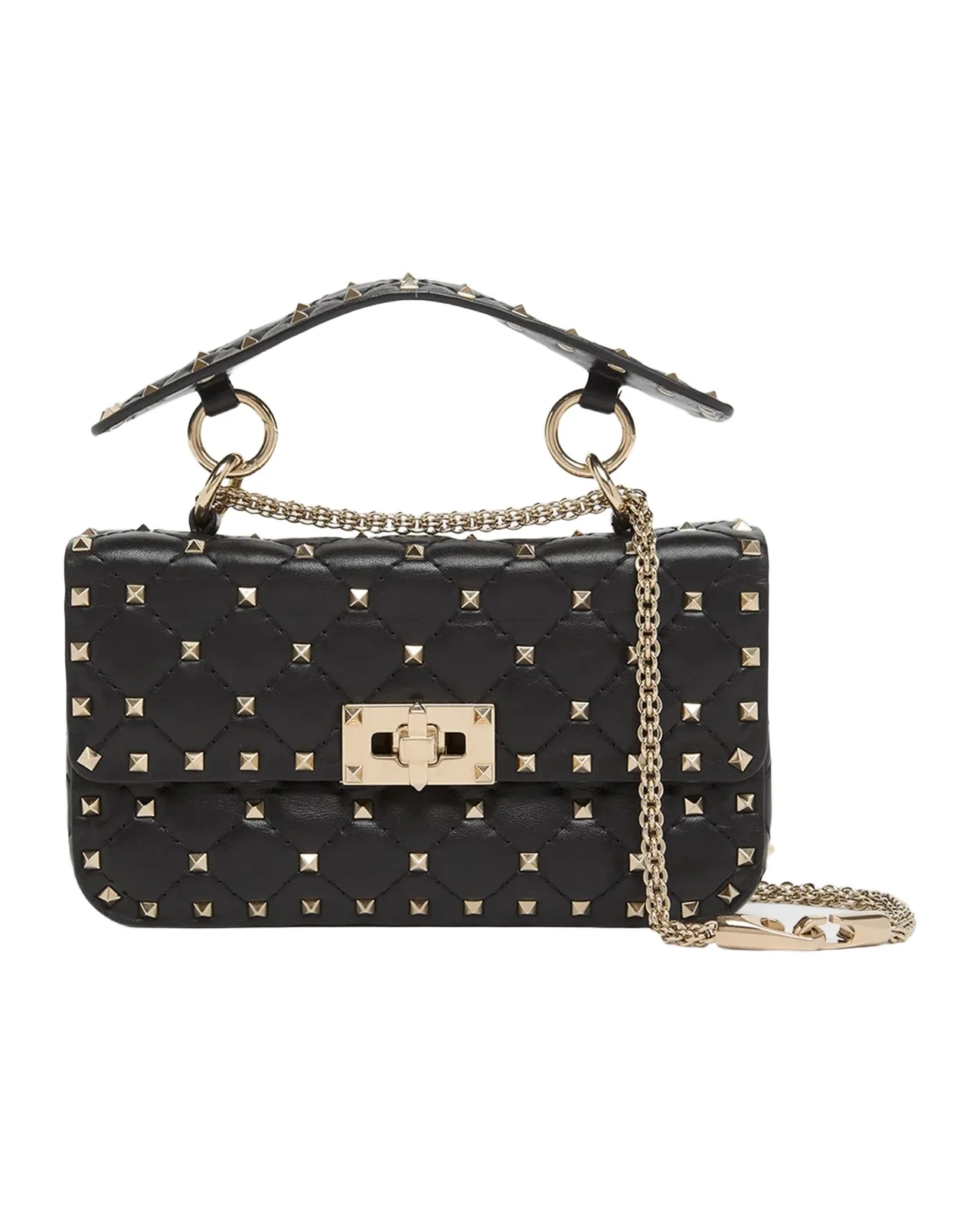 Small Quilted Leather Rockstud Shoulder Bag Small Quilted Leather Rockstud Shoulder Bag