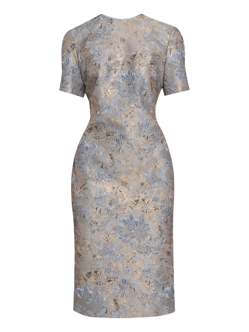 PRABAL GURUNG Short-Sleeve Metallic Floral Jacquard Sheath Dress