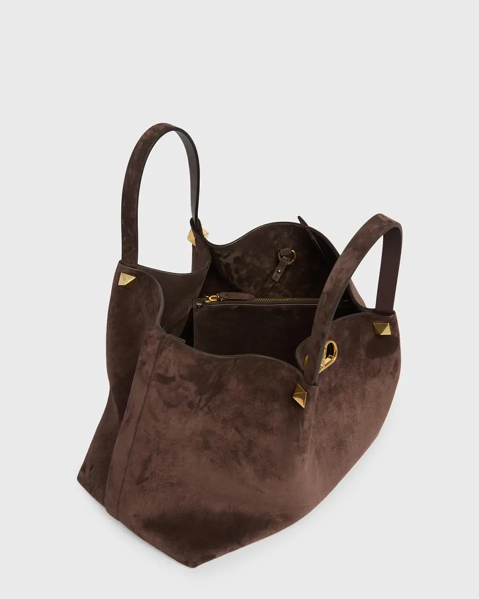 Valentino Garavani Large Rockstud Suede Shopping Tote Bag | Thumbnail 3
