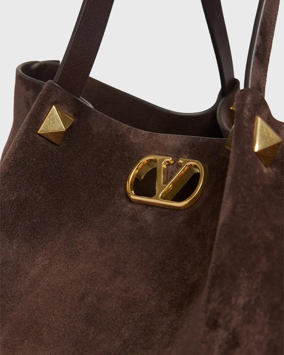 Valentino Garavani Large Rockstud Suede Shopping Tote Bag | Thumbnail 4
