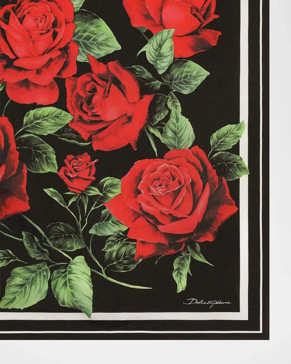 Dolce & Gabbana Rose-Print Silk Twill Scarf | Thumbnail 2