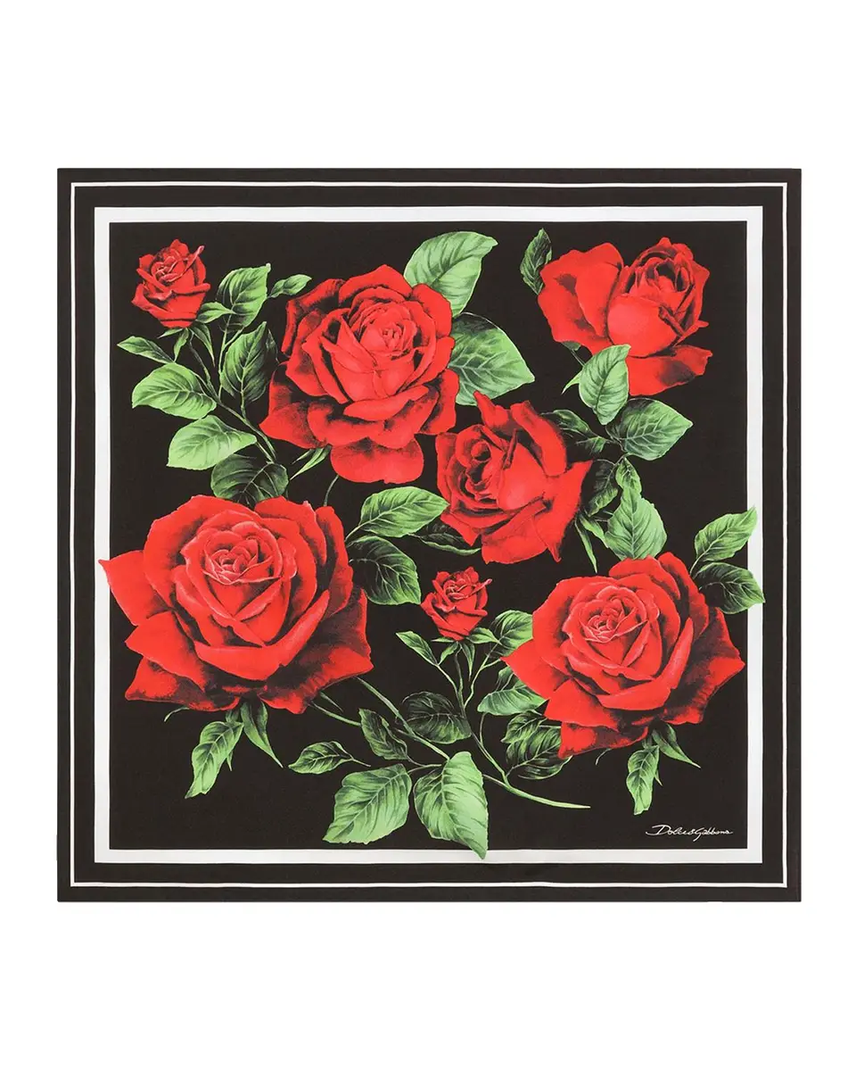 Dolce & Gabbana Rose-Print Silk Twill Scarf | Thumbnail 3