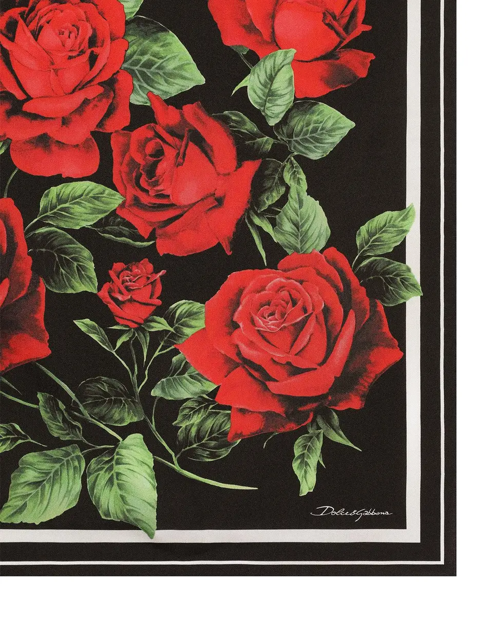 Dolce & Gabbana Rose-Print Silk Twill Scarf | Thumbnail 4