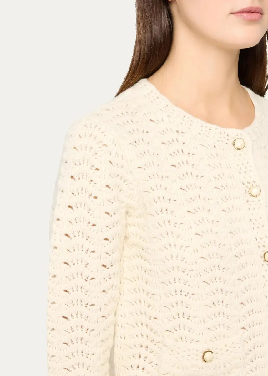 Frame The Chevron Pointelle Knit Cardigan | Thumbnail 5 Frame The Chevron Pointelle Knit Cardigan | Thumbnail 5