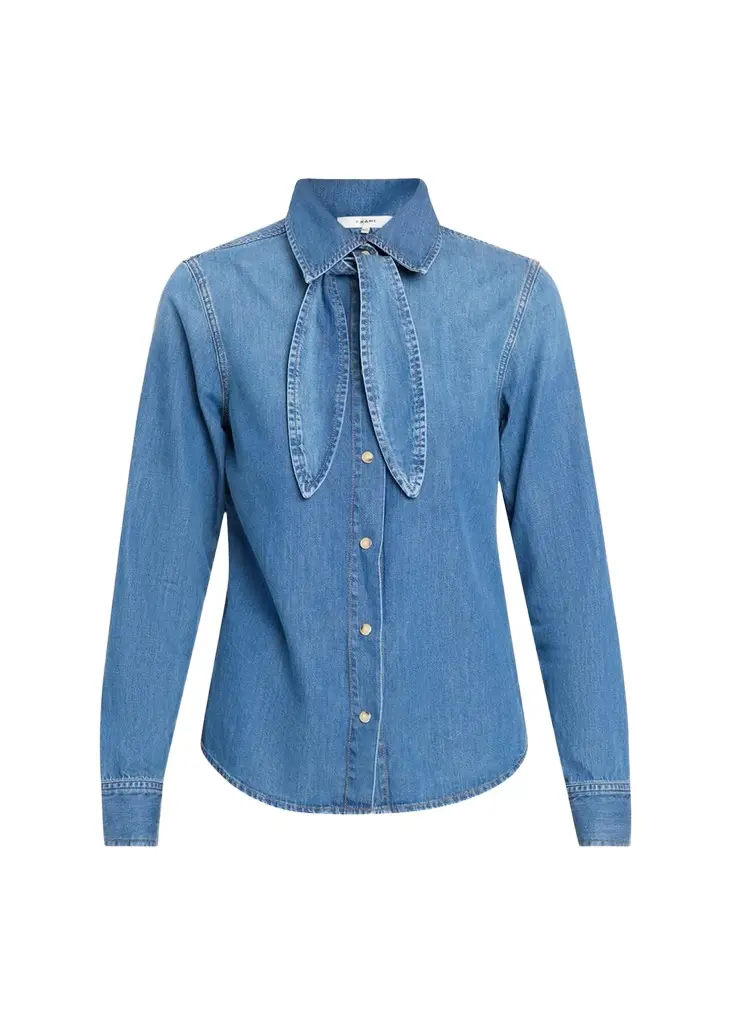 The Clementine Denim Tie-Neck Shirt The Clementine Denim Tie-Neck Shirt