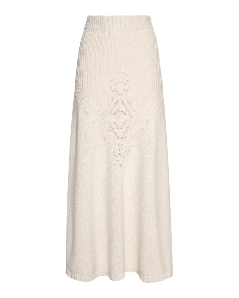 Malo Cashmere Pointelle-Knit Maxi Skirt