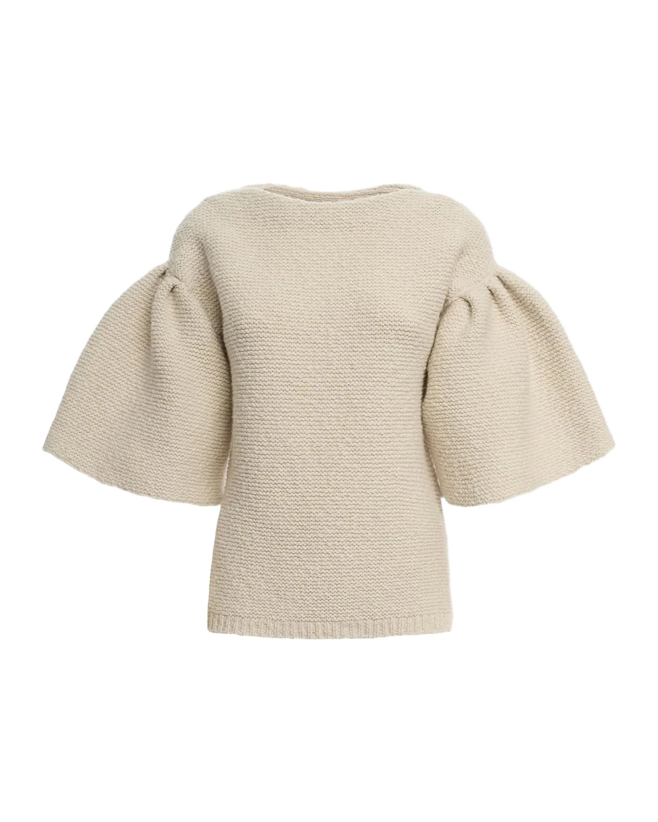 Malo Wool-Cashmere Knit Puff-Sleeve Top