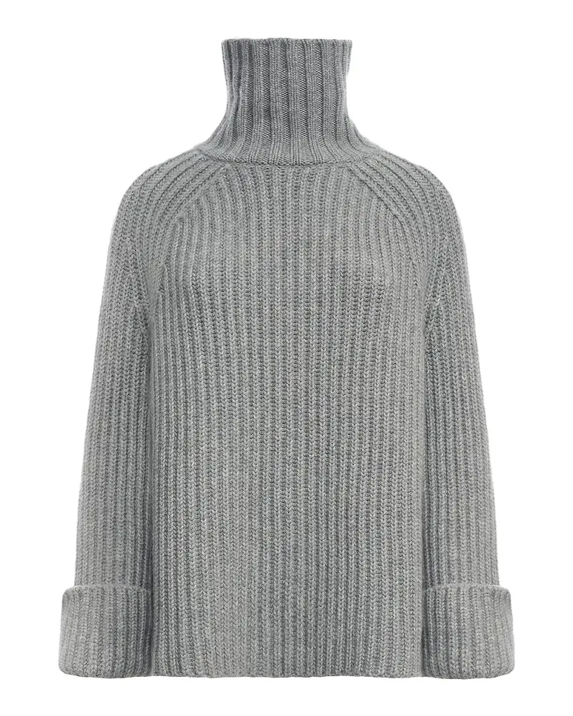 Rib-Knit Cashmere Raglan Turtleneck Sweater Rib-Knit Cashmere Raglan Turtleneck Sweater