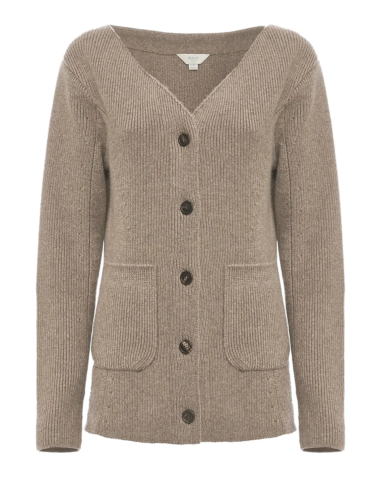 Malo Rib-Knit Cashmere Pocket Cardigan