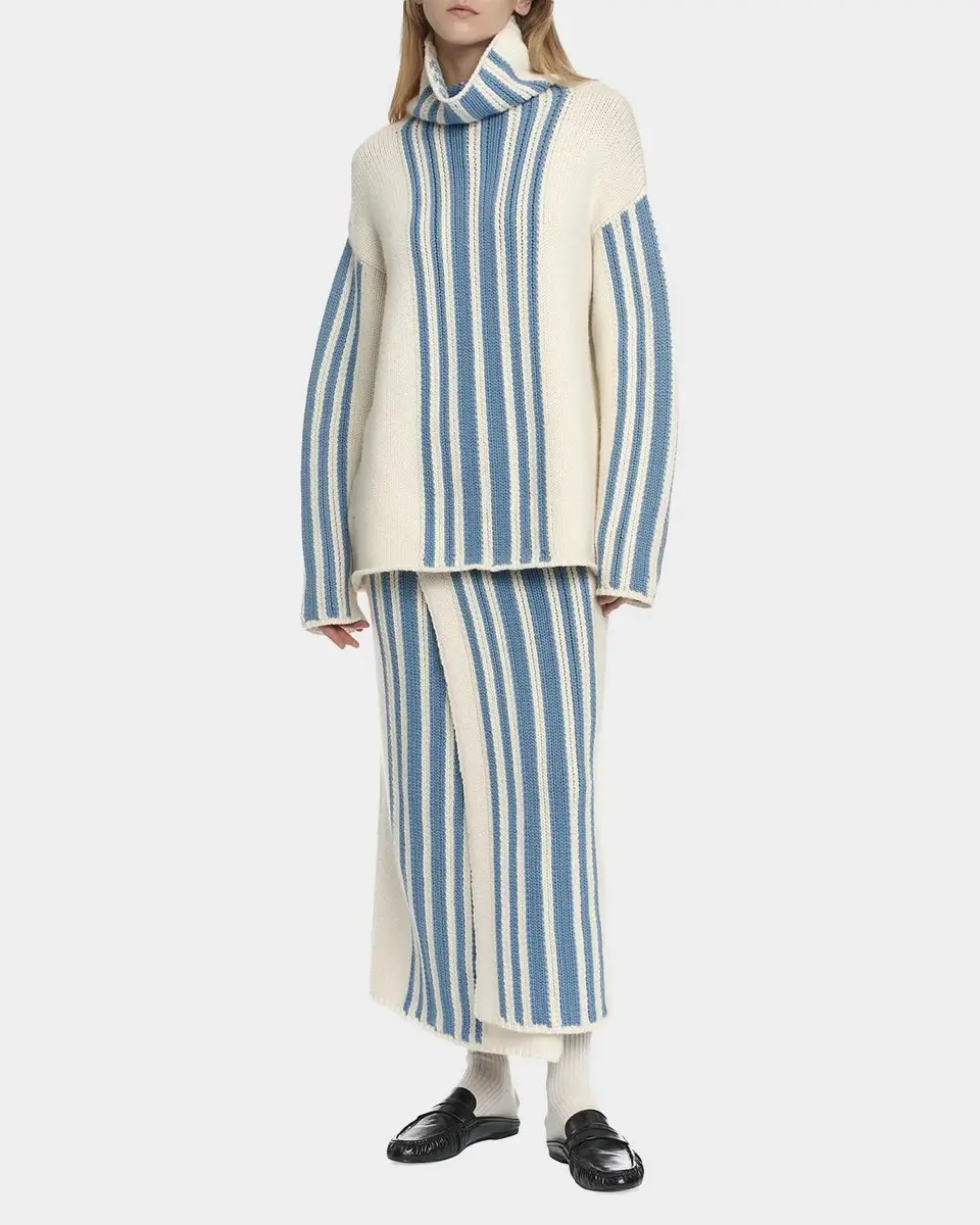 Malo Striped Wool-Cashmere Oversized Turtleneck | Thumbnail 2 Malo Striped Wool-Cashmere Oversized Turtleneck | Thumbnail 2