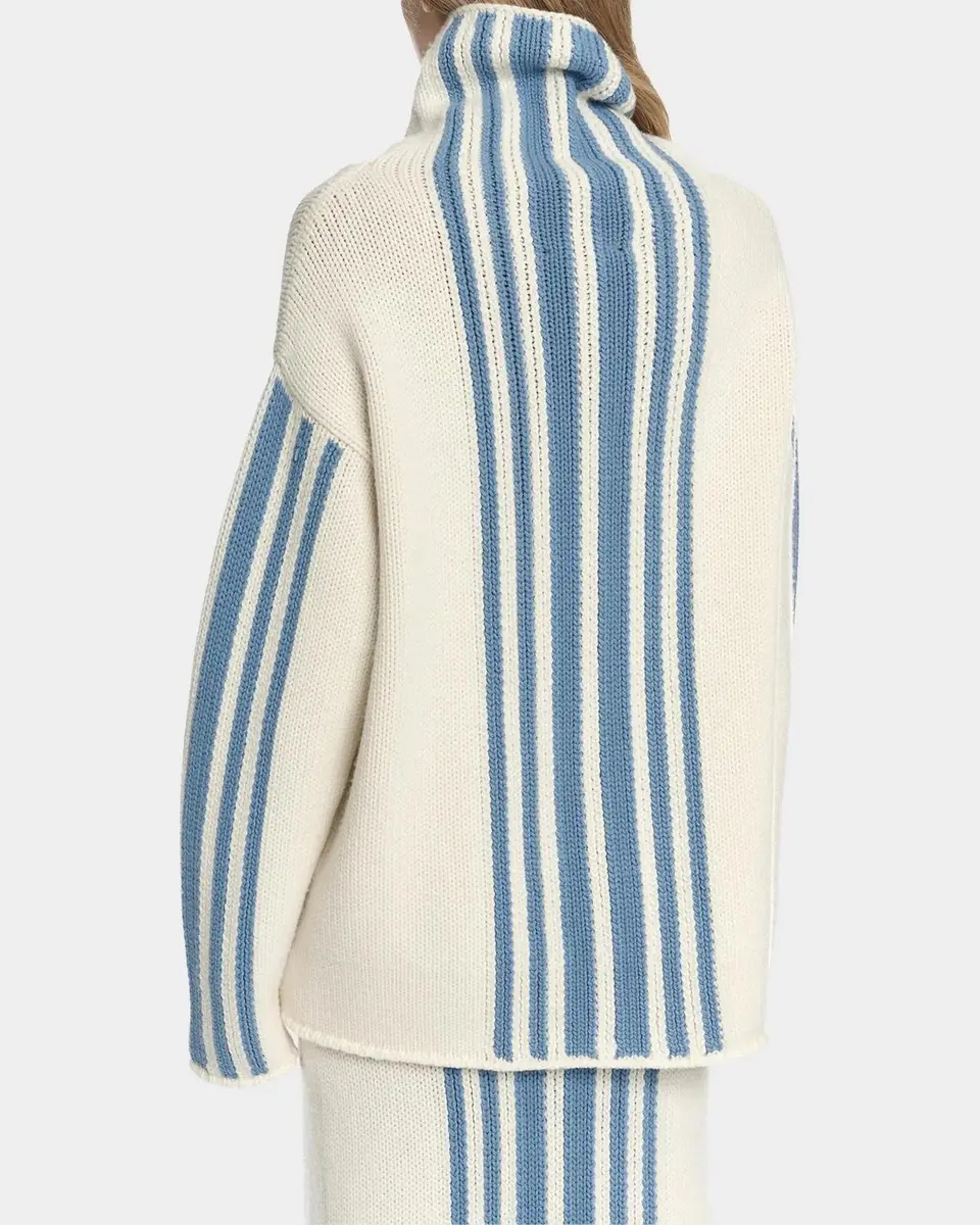 Malo Striped Wool-Cashmere Oversized Turtleneck | Thumbnail 3 Malo Striped Wool-Cashmere Oversized Turtleneck | Thumbnail 3