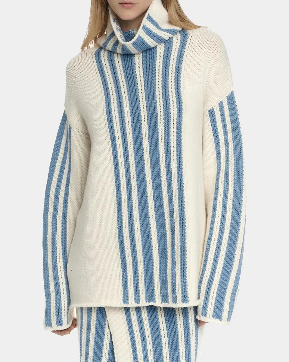 Malo Striped Wool-Cashmere Oversized Turtleneck | Thumbnail 4 Malo Striped Wool-Cashmere Oversized Turtleneck | Thumbnail 4
