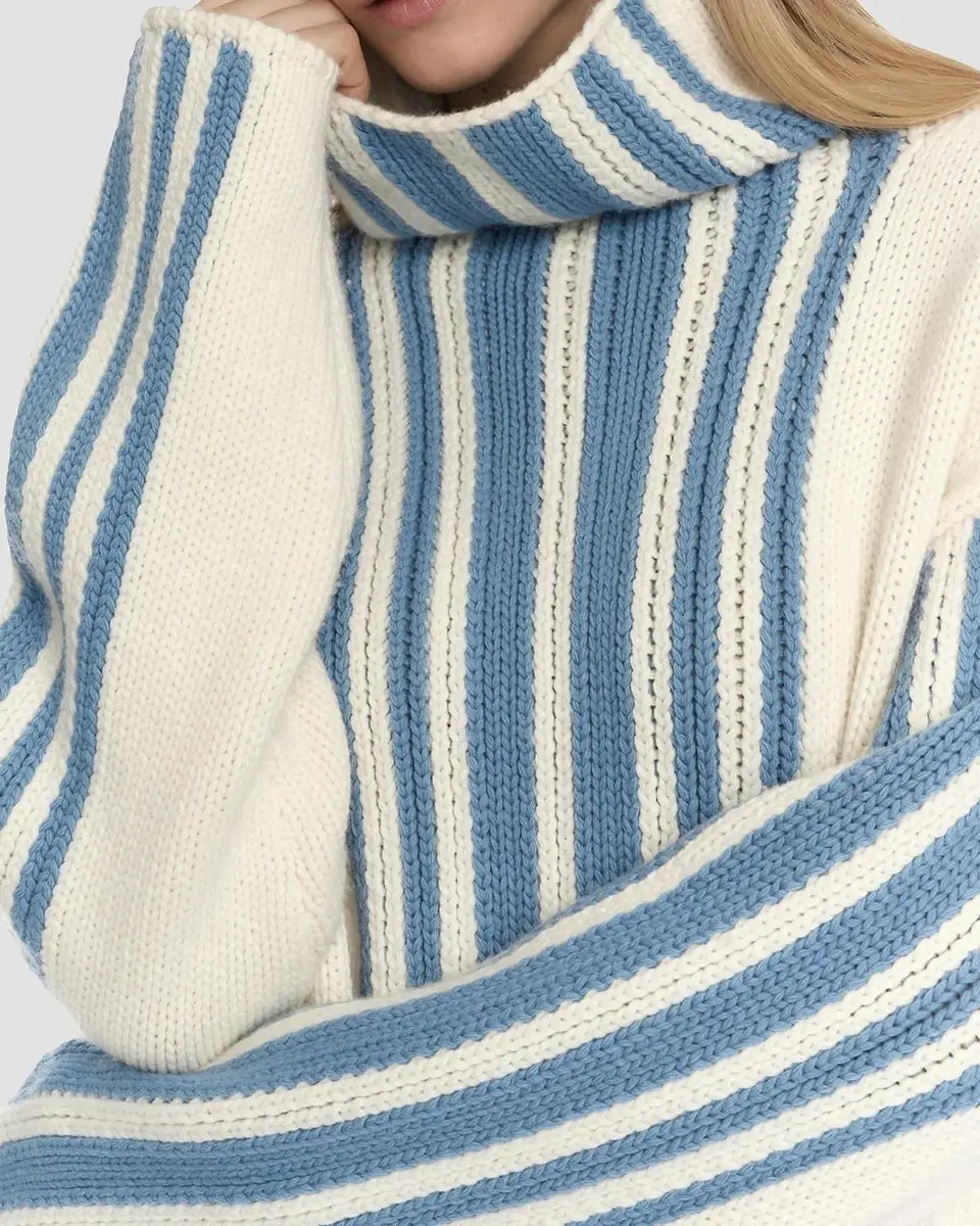 Malo Striped Wool-Cashmere Oversized Turtleneck | Thumbnail 5 Malo Striped Wool-Cashmere Oversized Turtleneck | Thumbnail 5