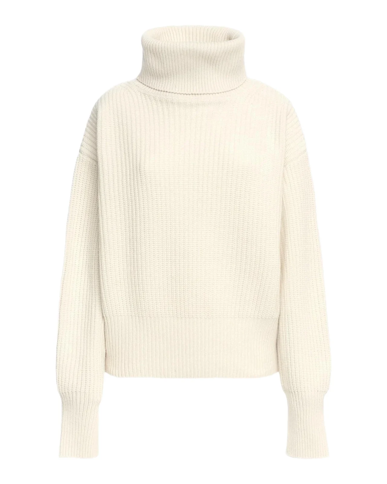 Rib-Knit Cashmere Turtleneck Sweater
