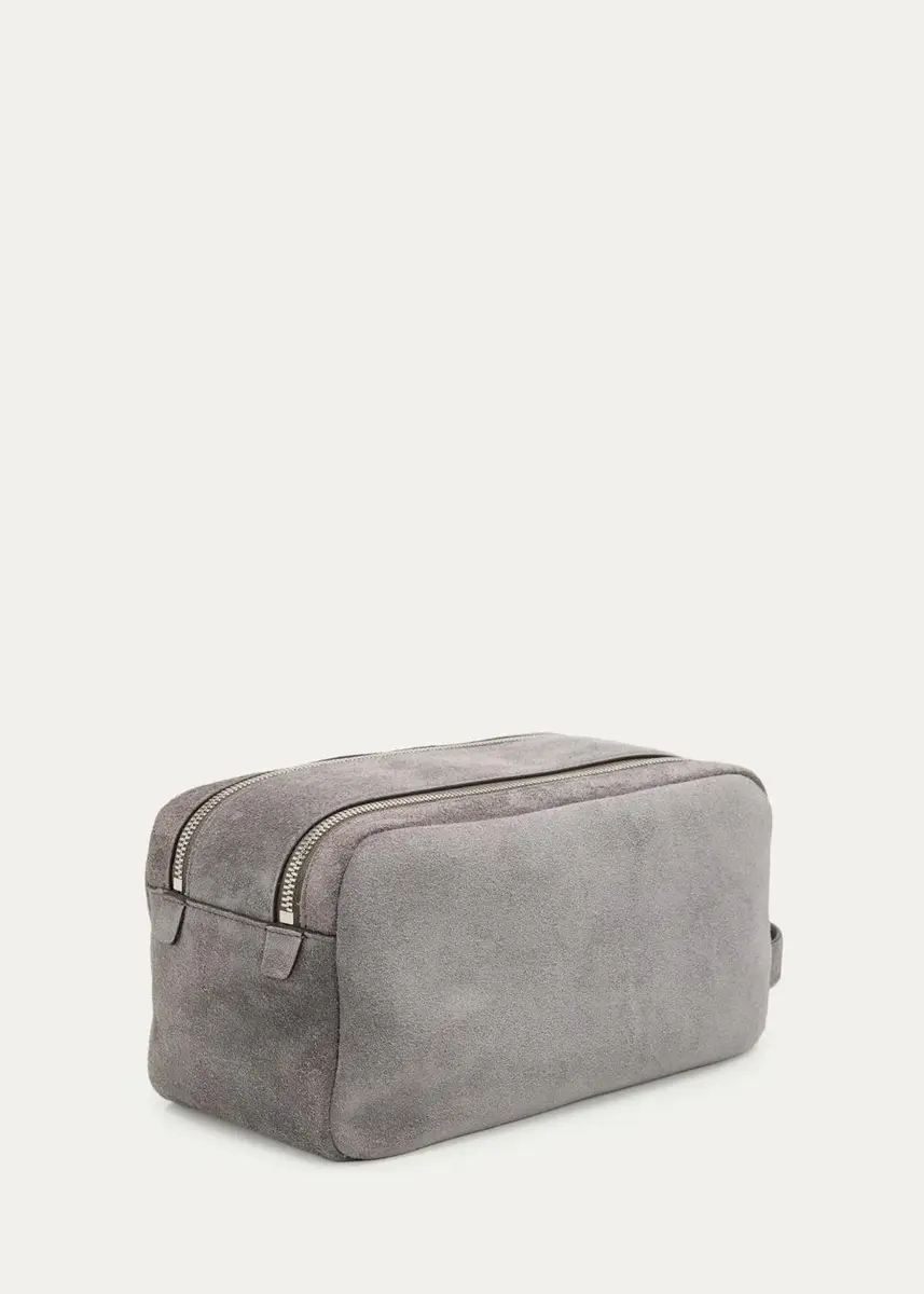 Brunello Cucinelli Men's Leather Wide-Mouth Toiletry Bag | Thumbnail 2