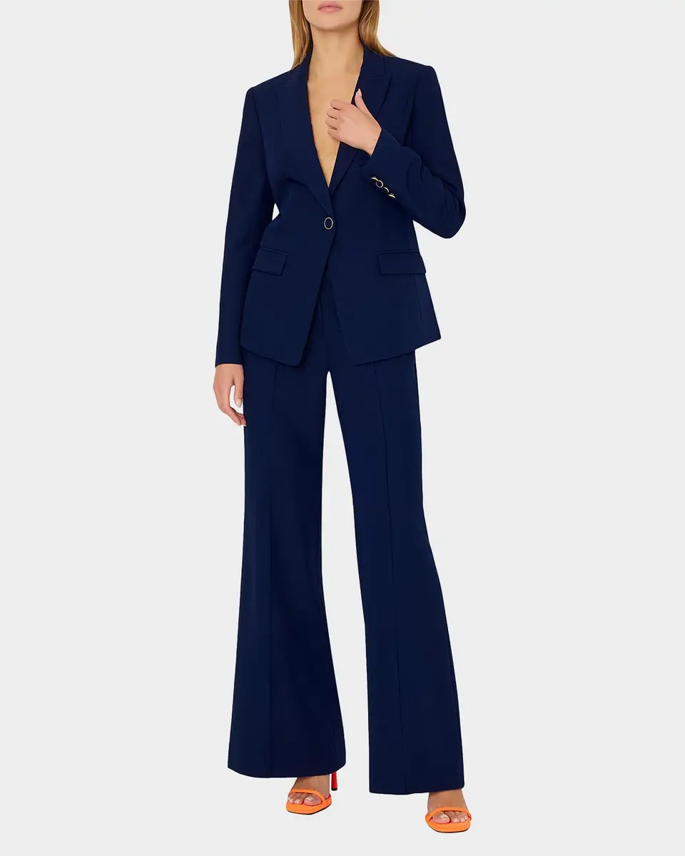 Milly Nash High-Rise Wide-Leg Cady Pants | Thumbnail 2 Milly Nash High-Rise Wide-Leg Cady Pants | Thumbnail 2