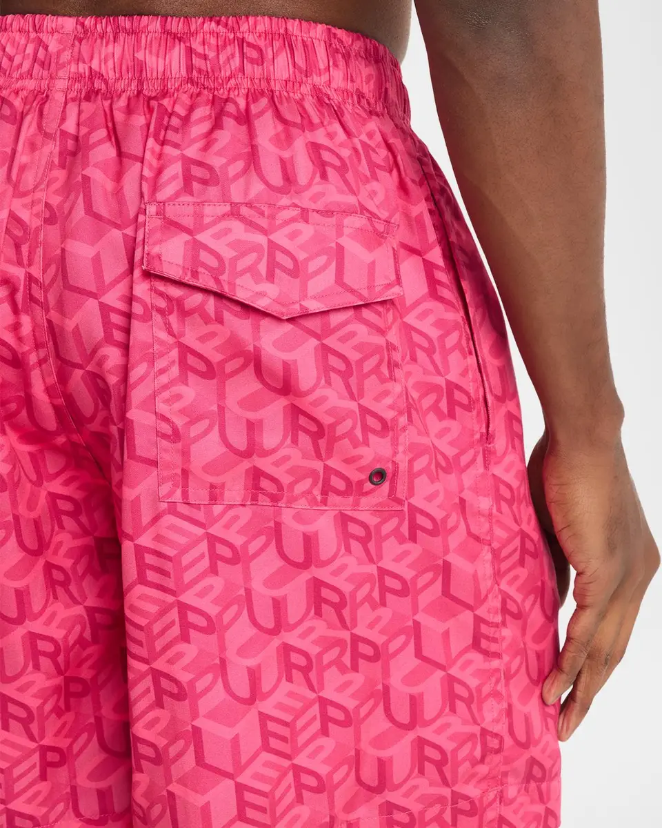PURPLE Men's Lyocell Cube Logo Pull-On Shorts | Thumbnail 4 PURPLE Men's Lyocell Cube Logo Pull-On Shorts | Thumbnail 4