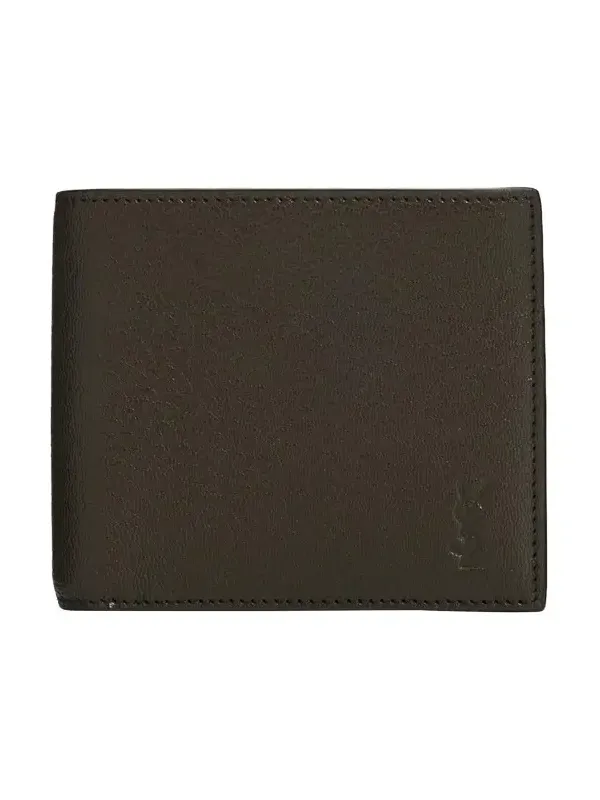 Saint Laurent Men's East-West YSL Bifold Wallet in Grained Leather