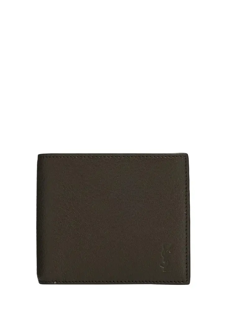 Saint Laurent Men's East-West YSL Bifold Wallet in Grained Leather | Image 1 Saint Laurent Men's East-West YSL Bifold Wallet in Grained Leather | Image 1