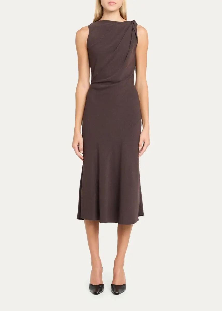 Theory Twisted Shoulder Midi Dress | Thumbnail 2 Theory Twisted Shoulder Midi Dress | Thumbnail 2