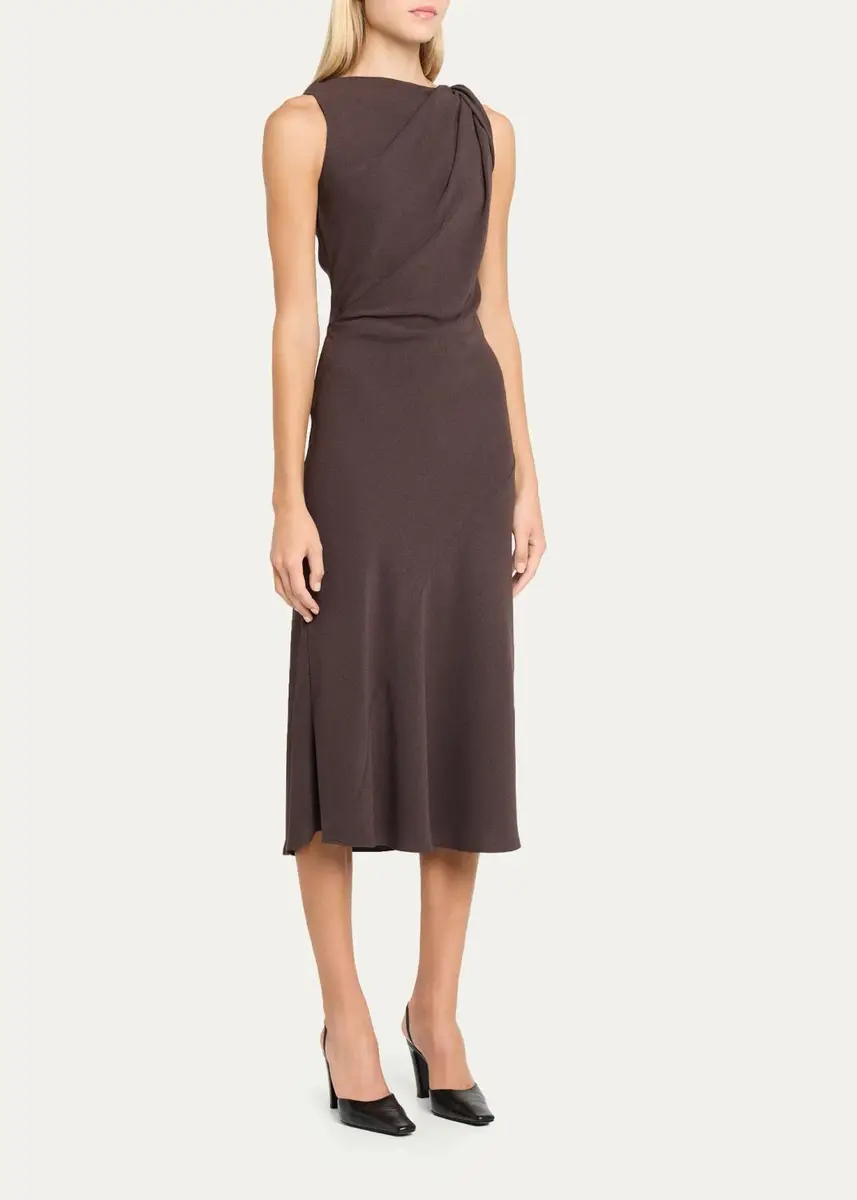 Theory Twisted Shoulder Midi Dress | Thumbnail 4 Theory Twisted Shoulder Midi Dress | Thumbnail 4