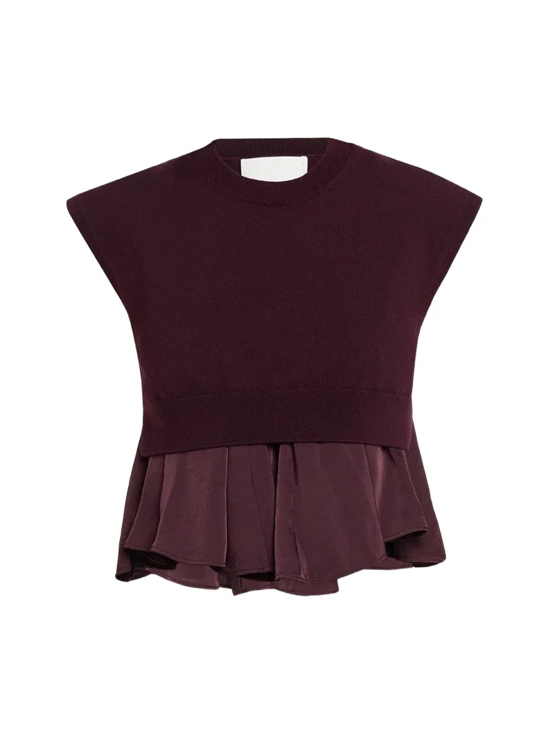 3.1 Phillip Lim Combo Merino Wool-Blend Peplum Top