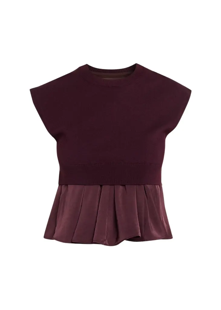 3.1 Phillip Lim Combo Merino Wool-Blend Peplum Top | Image 1 3.1 Phillip Lim Combo Merino Wool-Blend Peplum Top | Image 1