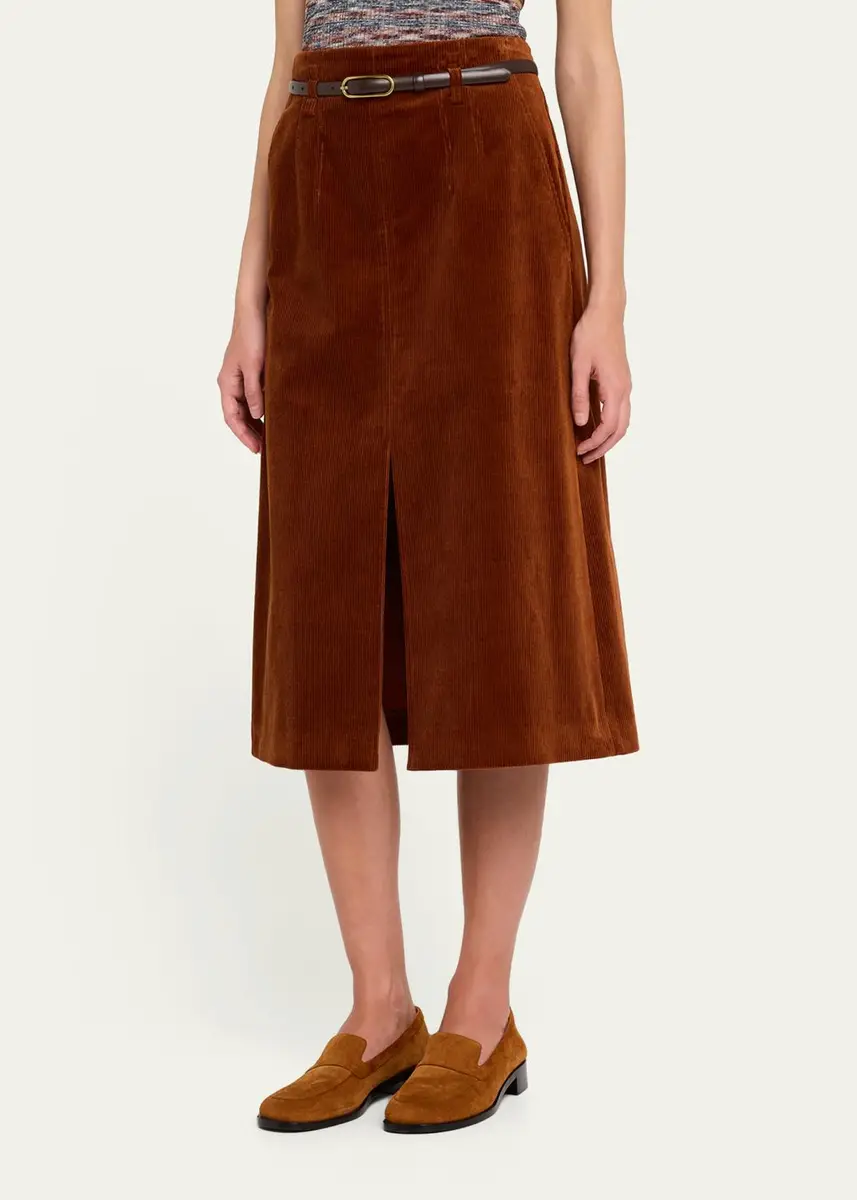 Veronica Beard Alexie Corduroy Midi Skirt | Thumbnail 4
