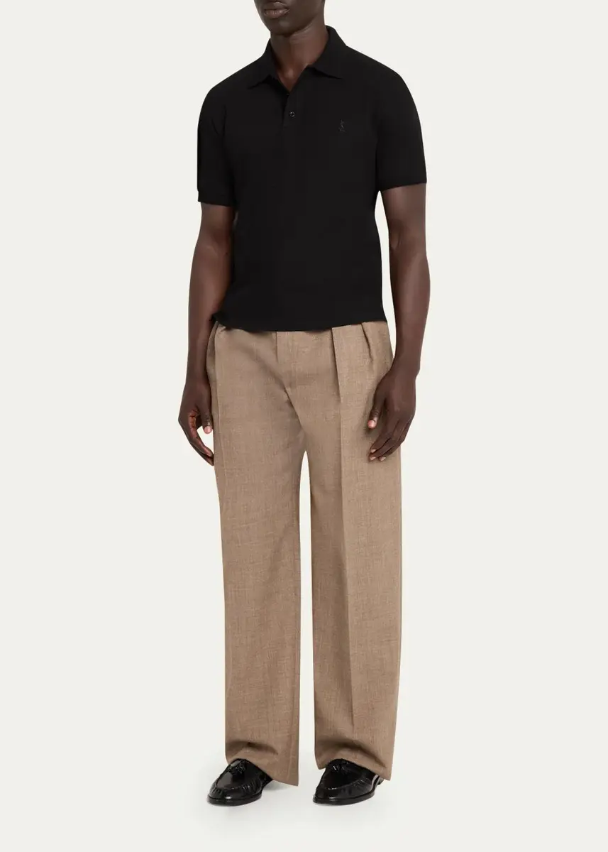 Saint Laurent Men's Cotton Pique Cassandre Polo Shirt | Thumbnail 2 Saint Laurent Men's Cotton Pique Cassandre Polo Shirt | Thumbnail 2
