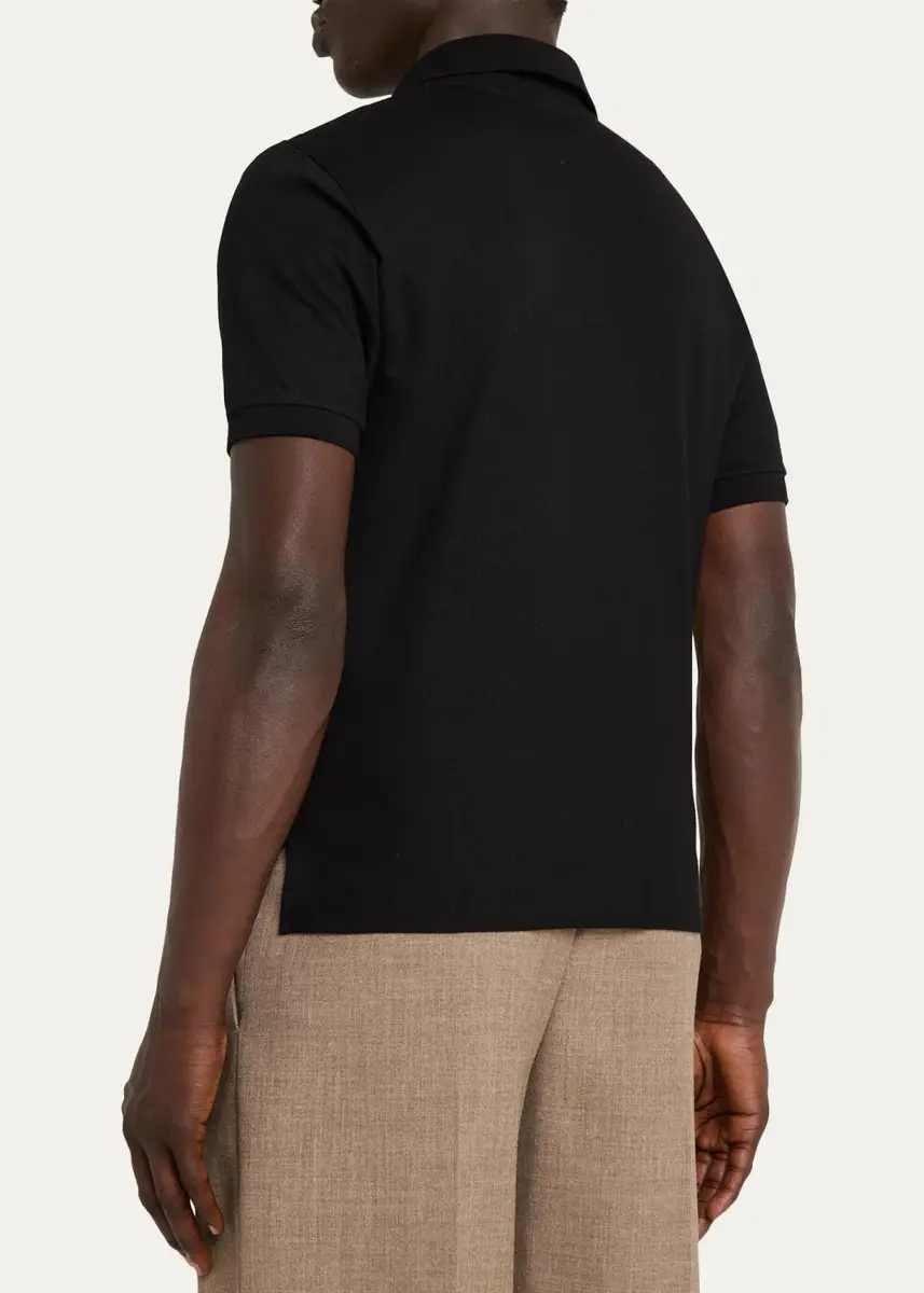 Saint Laurent Men's Cotton Pique Cassandre Polo Shirt | Thumbnail 3 Saint Laurent Men's Cotton Pique Cassandre Polo Shirt | Thumbnail 3
