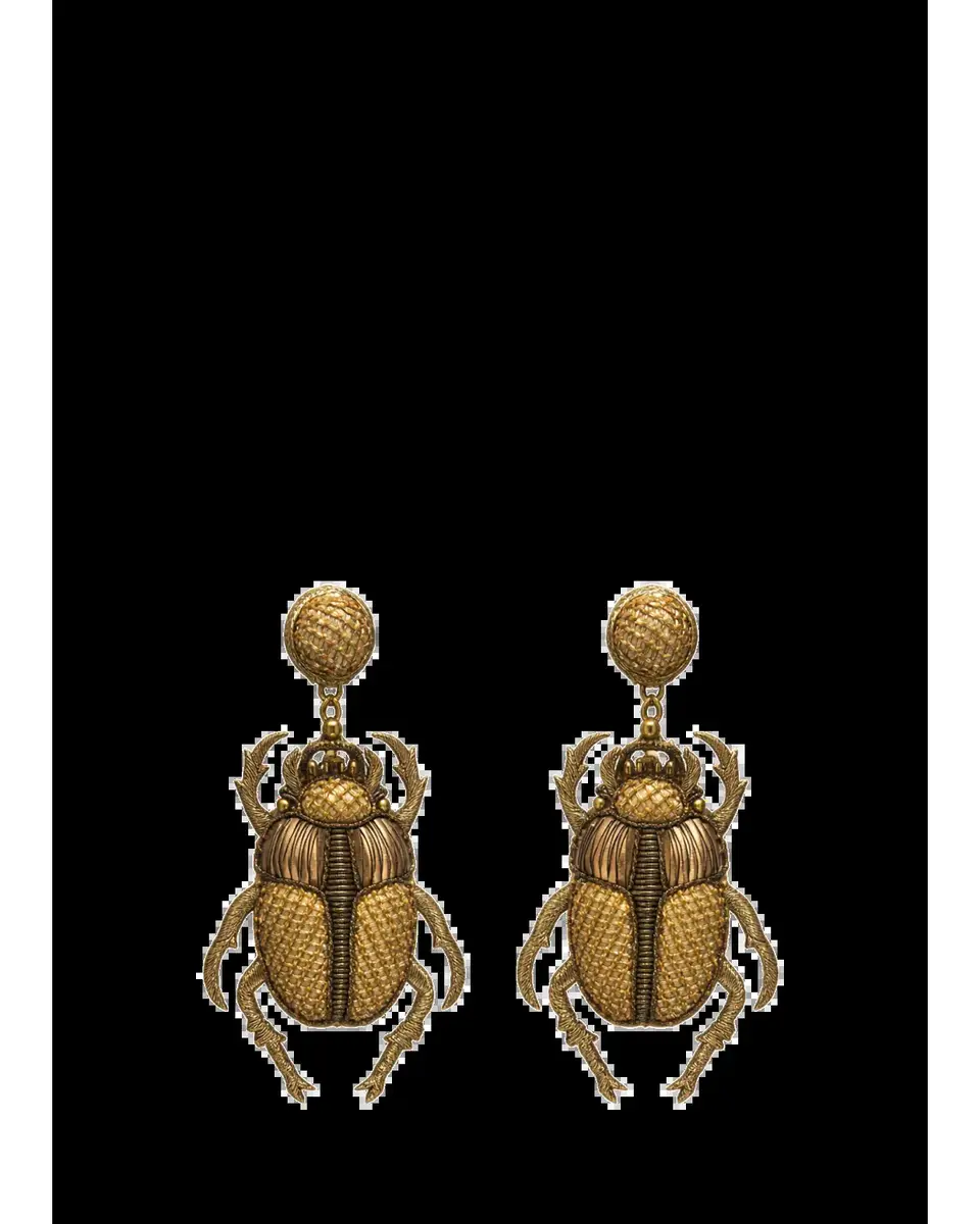 RANJANA KHAN Goldtone Gilded Scarab Drop Earrings | Thumbnail 2 RANJANA KHAN Goldtone Gilded Scarab Drop Earrings | Thumbnail 2