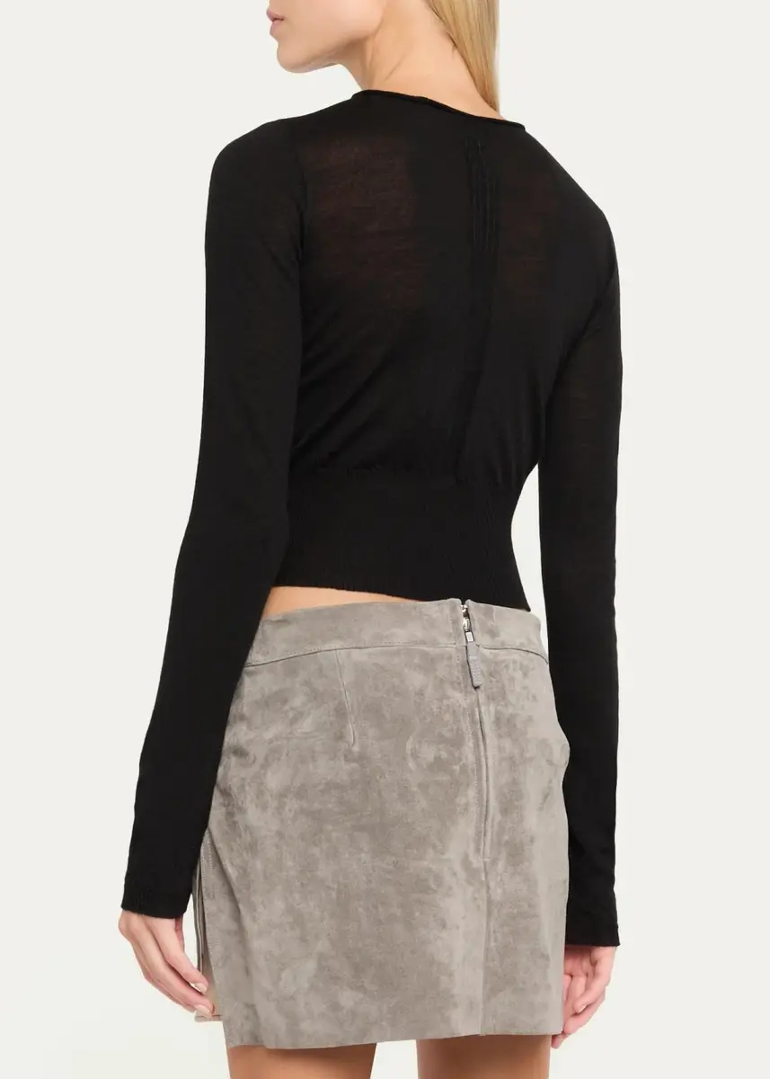 Rick Owens Slashed Cutout Wool Crop Sweater | Thumbnail 3 Rick Owens Slashed Cutout Wool Crop Sweater | Thumbnail 3