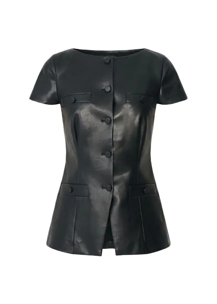 Toccin Ilya Bateau-Neck Vegan Leather Vest | Image 1 Toccin Ilya Bateau-Neck Vegan Leather Vest | Image 1