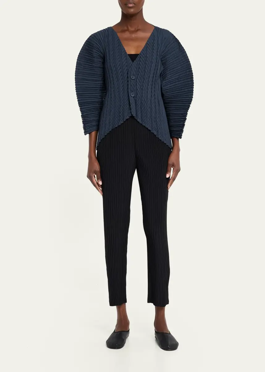 Issey Miyake Unfurling Pleats Sculptural V-Neck Cardigan | Thumbnail 2 Issey Miyake Unfurling Pleats Sculptural V-Neck Cardigan | Thumbnail 2