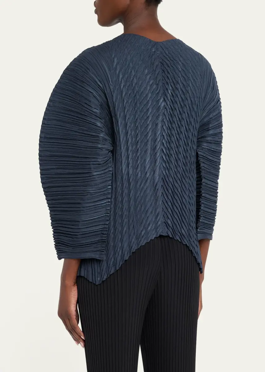 Issey Miyake Unfurling Pleats Sculptural V-Neck Cardigan | Thumbnail 3 Issey Miyake Unfurling Pleats Sculptural V-Neck Cardigan | Thumbnail 3