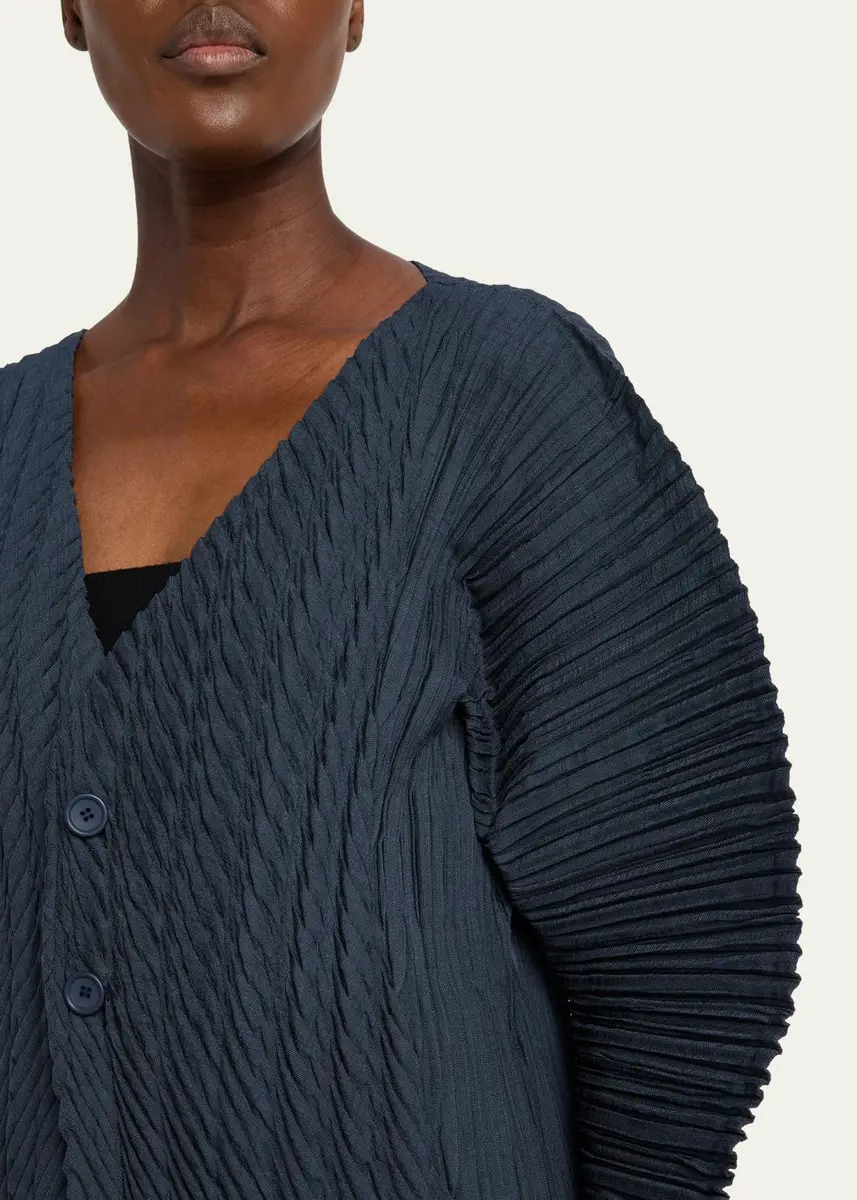 Issey Miyake Unfurling Pleats Sculptural V-Neck Cardigan | Thumbnail 5 Issey Miyake Unfurling Pleats Sculptural V-Neck Cardigan | Thumbnail 5